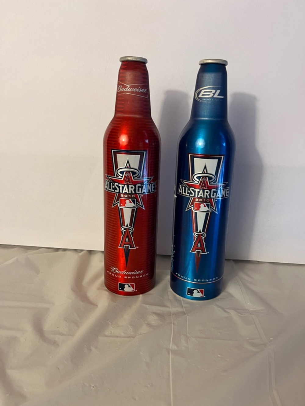 Budweiser and Bud light Red and Blue All-Star Game Aluminum Bottles 2010 (EMPTY)